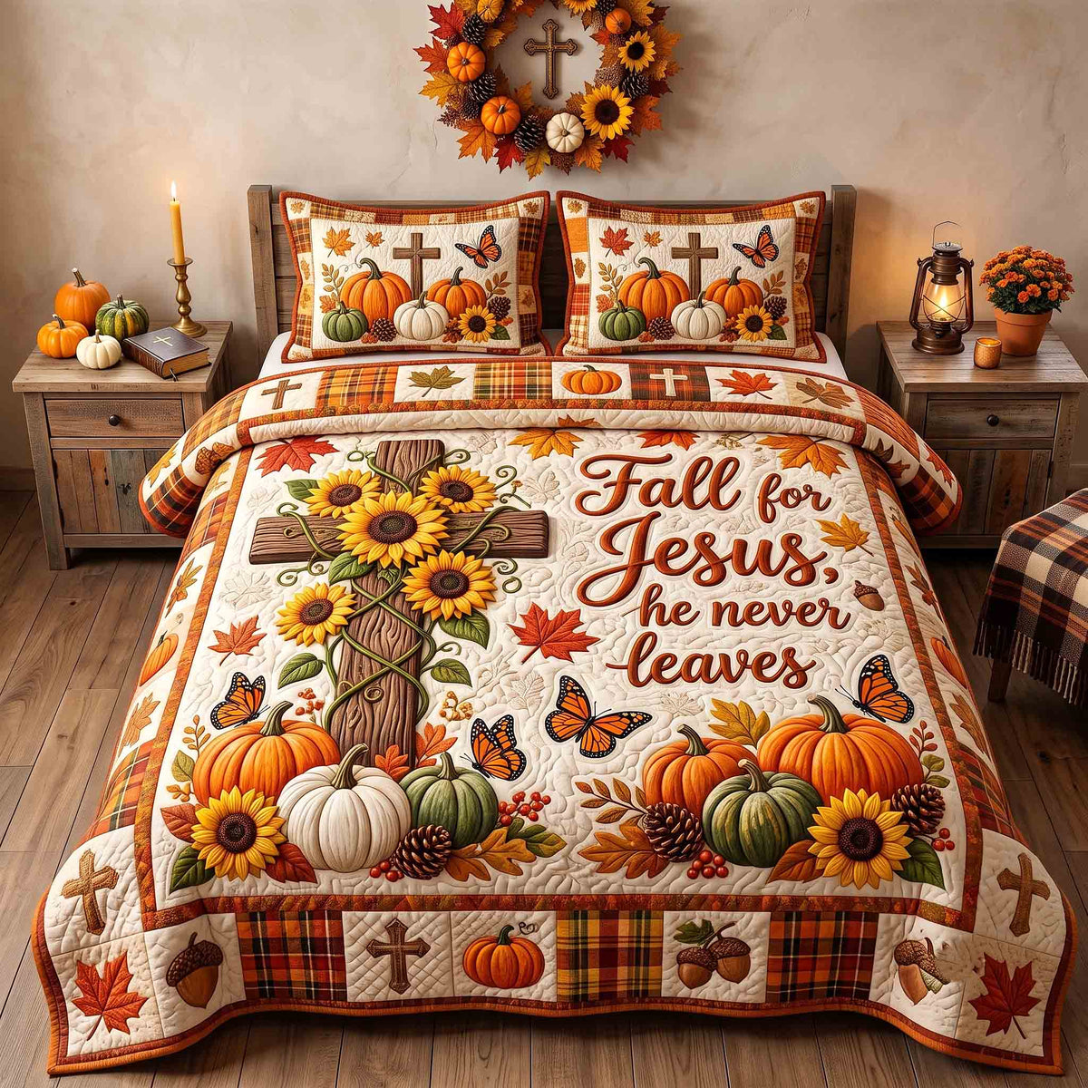 Autumn Faith 3-Piece Quilted Bedding Set GFTOTP21425