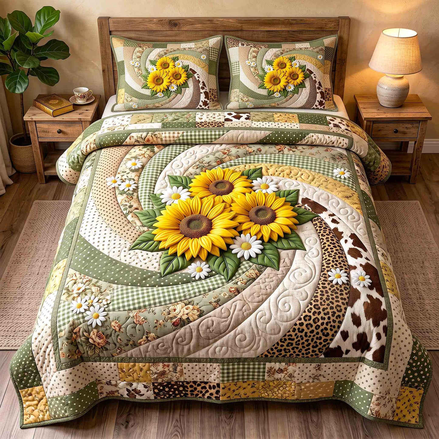 Safari Sunflower 3-Piece Quilted Bedding Set GFTOTP21430