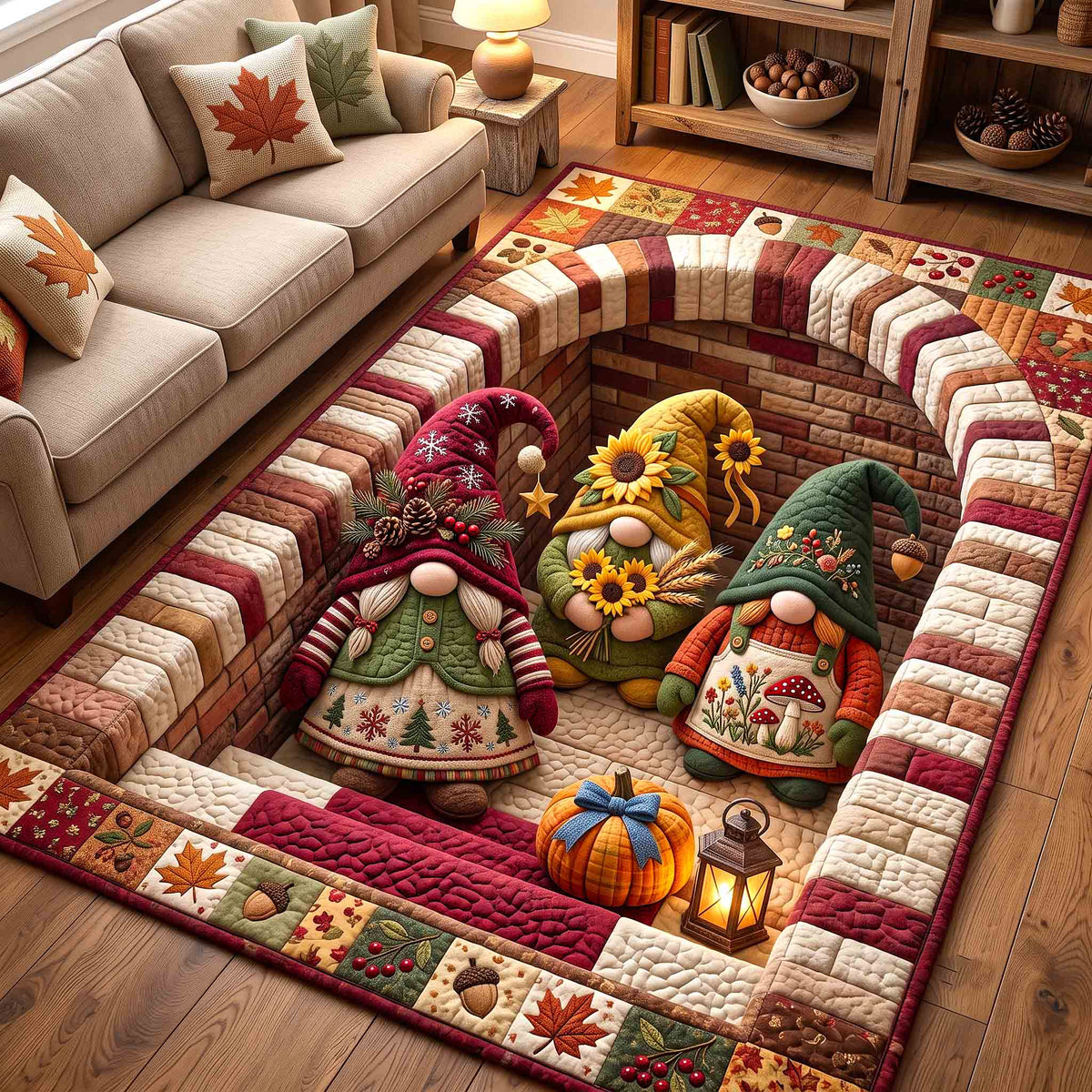 Autumn Gnome Trio Area Rug GFTOTP21448