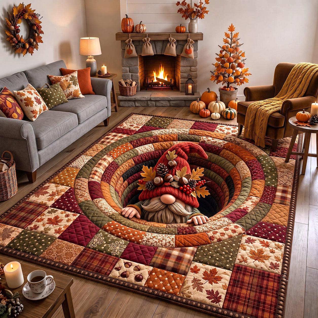 Peekaboo Harvest Gnome Area Rug GFTOTP21450