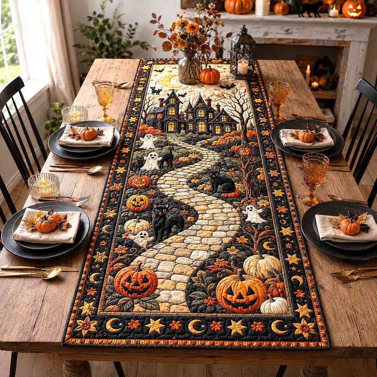 Haunted Manor Pathway Quilted Table Runner GFTOTP21458
