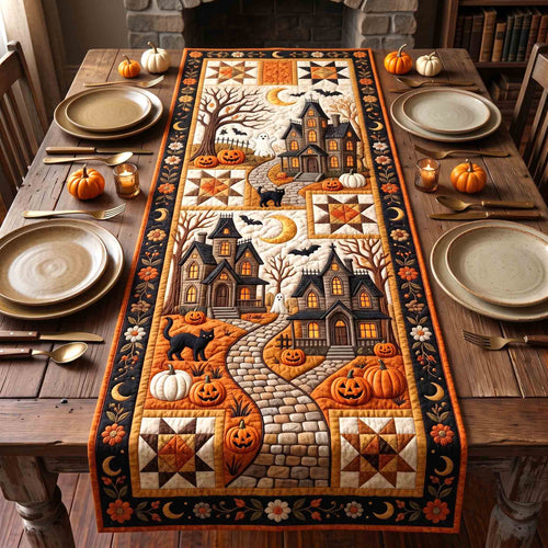 Patchwork Haunted Village Quilted Table Runner GFTOTP21460