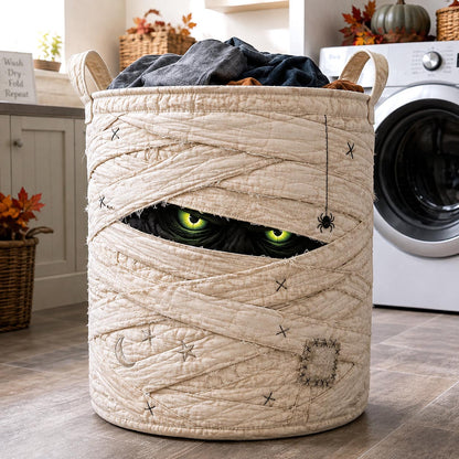 Creepy Mummy Gaze Quilted Laundry Basket GFTOTP21464
