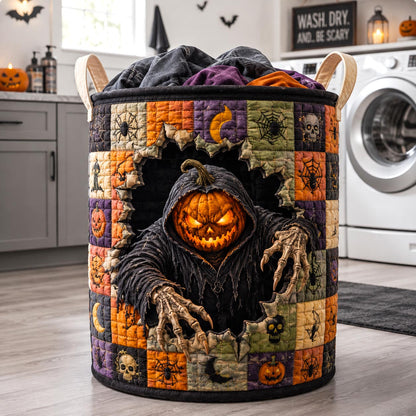 Grim Pumpkin Reaper Quilted Laundry Basket GFTOTP21466