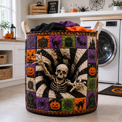 Skeleton Vortex Portal Quilted Laundry Basket GFTOTP21469