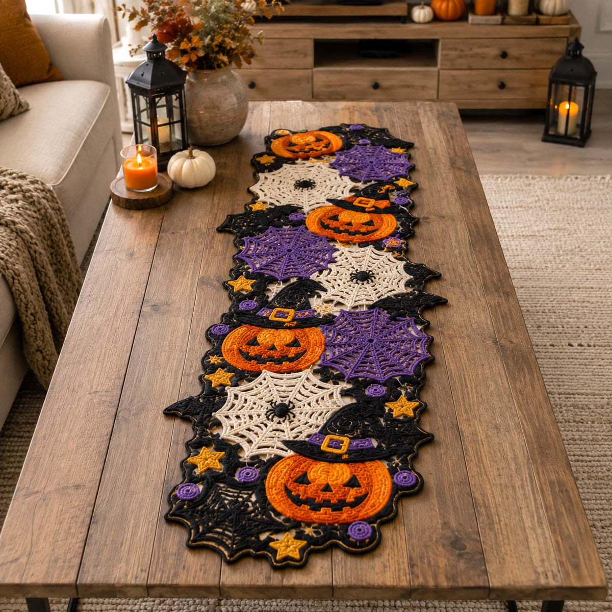 Witchy Webs Custom Shape Quilted Table Runner GFTOTP21482