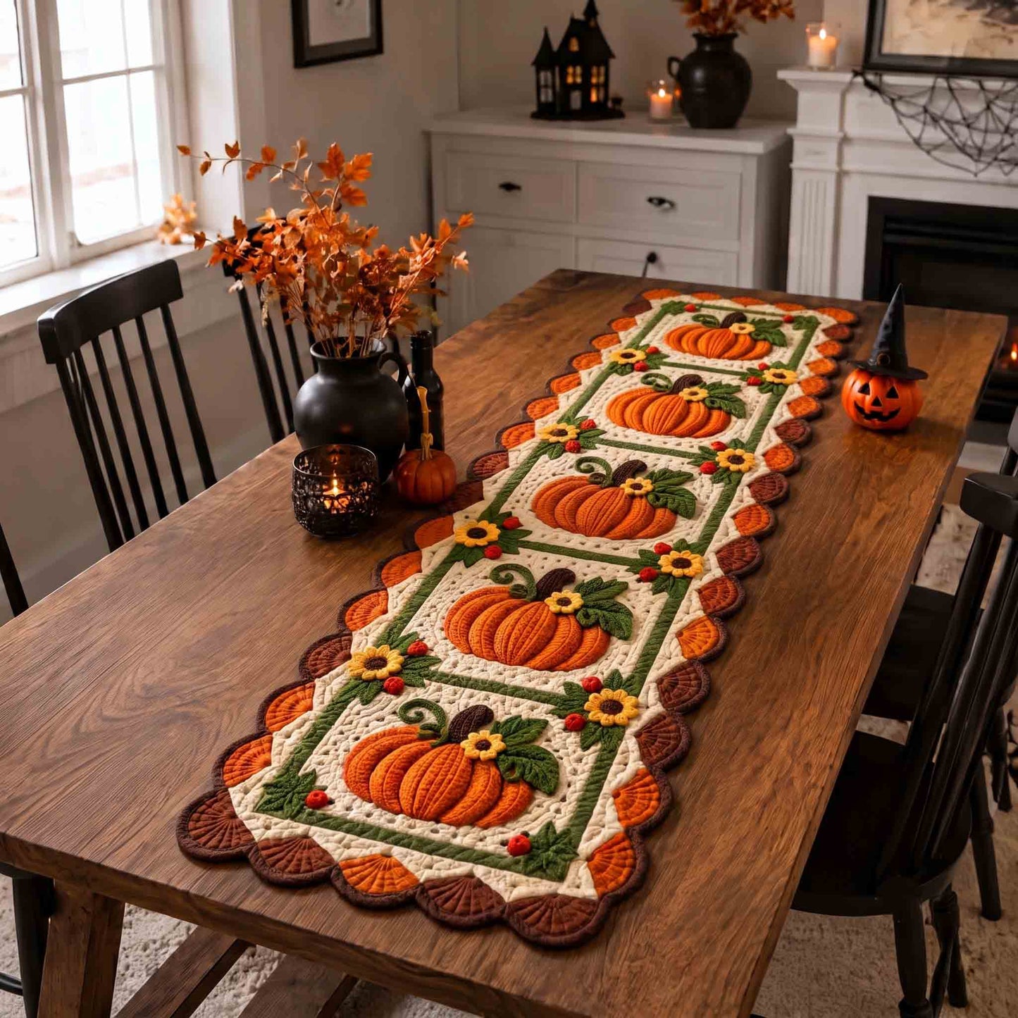 Pumpkin Patch Custom Shape Quilted Table Runner GFTOTP21483