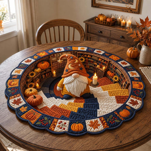 Fall Gnome Custom Shape Quilted Table Topper GFTOTP21485