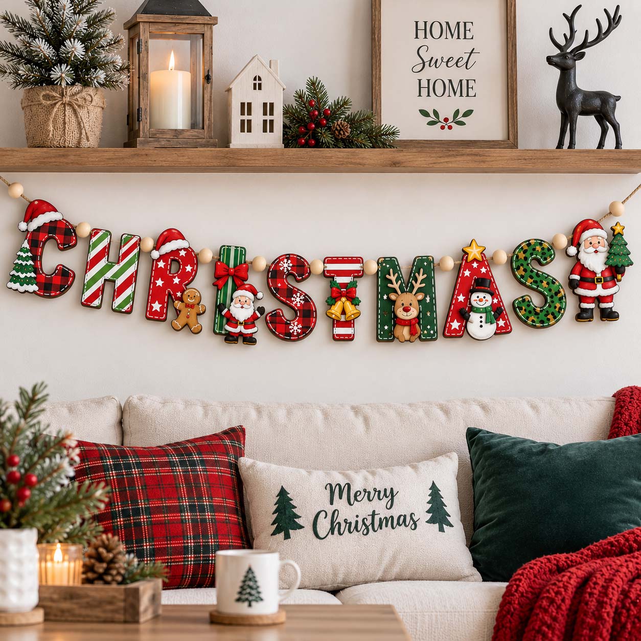 Christmas Letter Custom Shape Wooden Garland GFTOTP21506