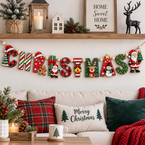 Christmas Letter Custom Shape Wooden Garland GFTOTP21506