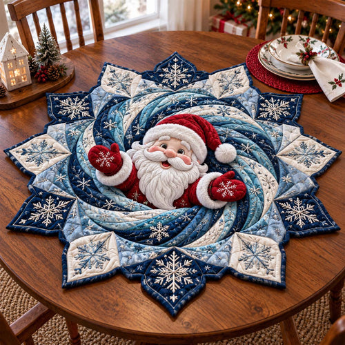 Icy Swirl Santa Custom Shape Quilted Table Topper GFTOTP21511