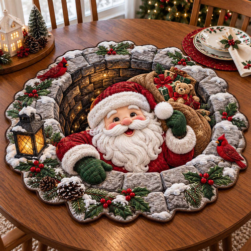 Stone Chimney Santa Custom Shape Quilted Table Topper GFTOTP21512