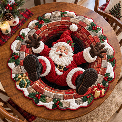 Chimney Slide Santa Custom Shape Quilted Table Topper GFTOTP21513