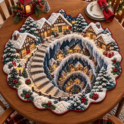 Winter Village Custom Shape Quilted Table Topper GFTOTP21519