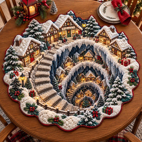 Winter Village Custom Shape Quilted Table Topper GFTOTP21519
