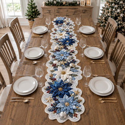 Poinsettia Charm Custom Shape Quilted Table Runner GFTOTP21523