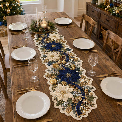 Poinsettia Charm Custom Shape Quilted Table Runner GFTOTP21525