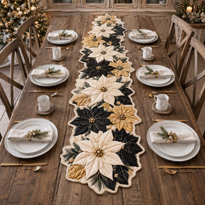 Poinsettia Charm Custom Shape Quilted Table Runner GFTOTP21526