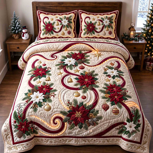 Poinsettia Charm 3-Piece Quilted Bedding Set GFTOTP21527