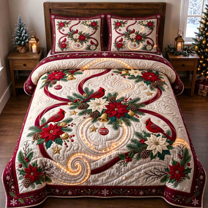 Poinsettia Charm 3-Piece Quilted Bedding Set GFTOTP21528