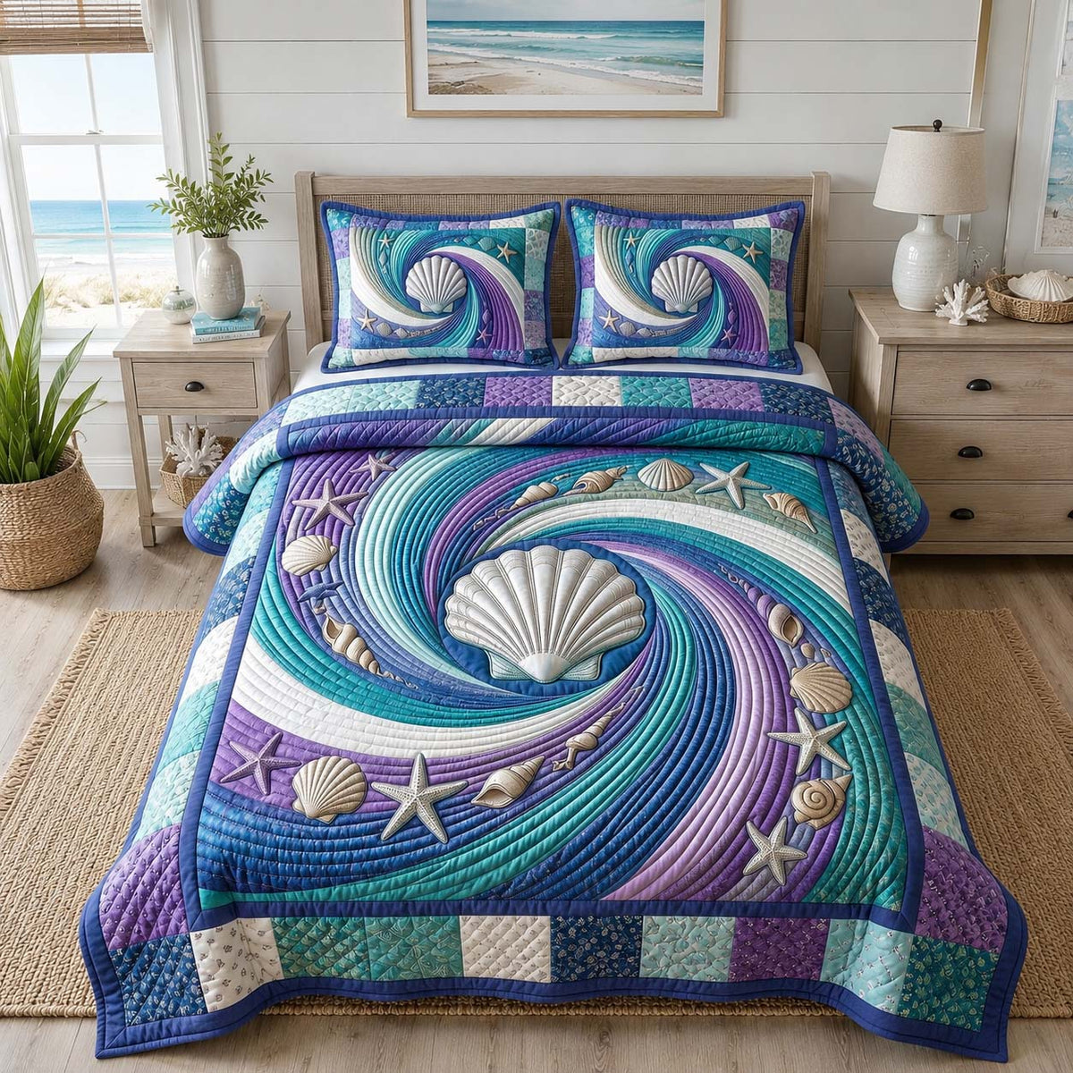 Coastal Whisper 3-Piece Quilted Bedding Set GFTOTP21533