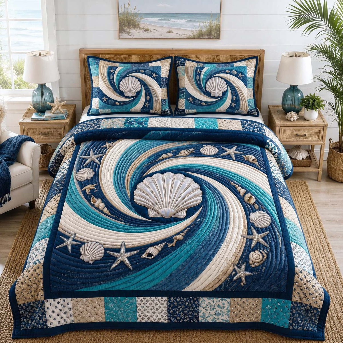 Coastal Whisper 3-Piece Quilted Bedding Set GFTOTP21534