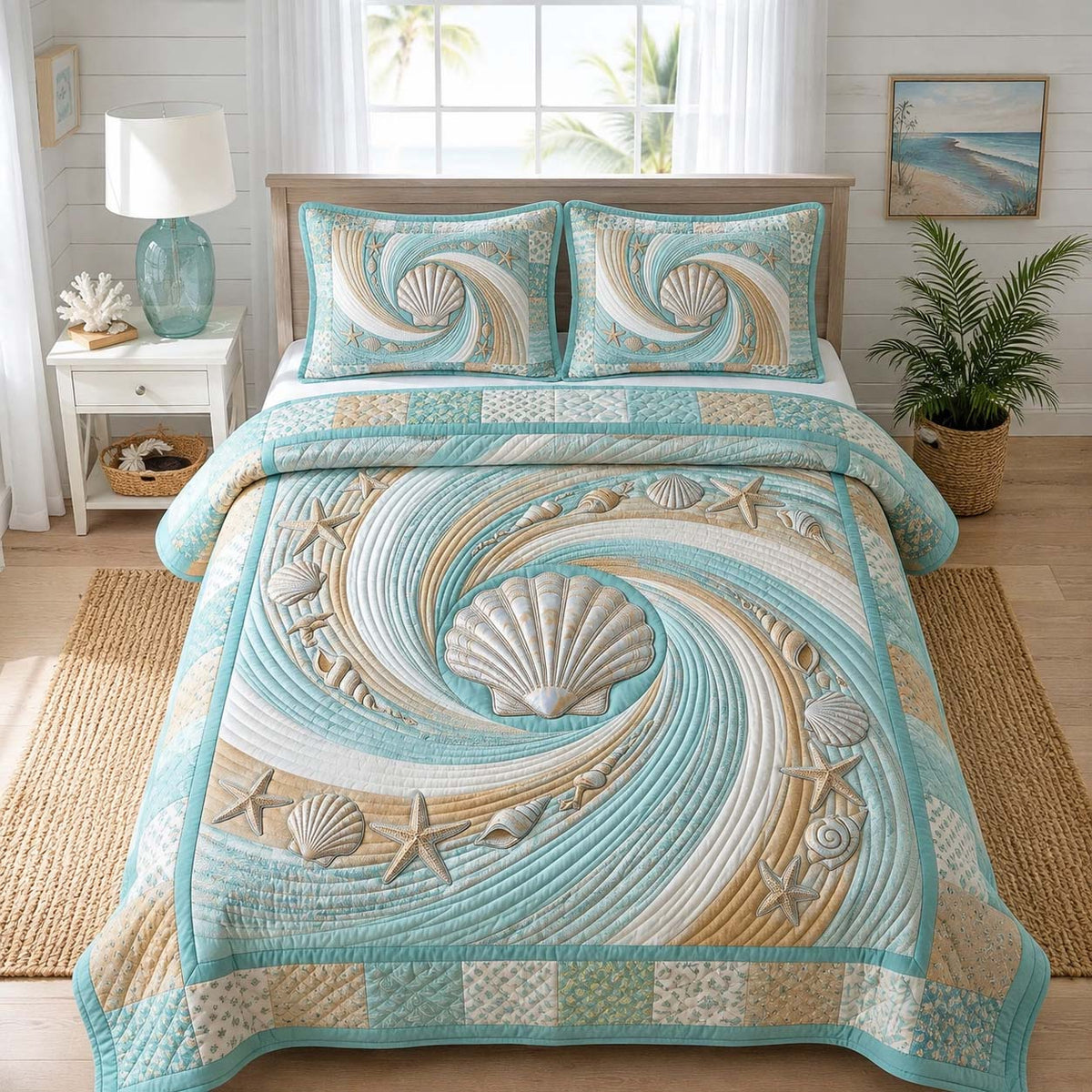 Coastal Whisper 3-Piece Quilted Bedding Set GFTOTP21536
