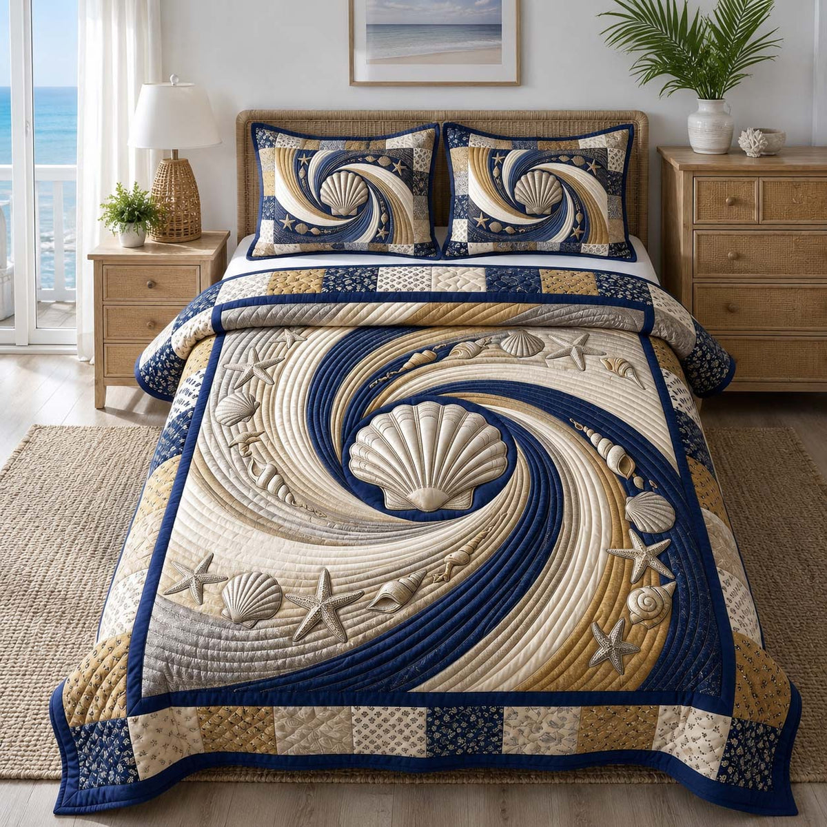 Coastal Whisper 3-Piece Quilted Bedding Set GFTOTP21538