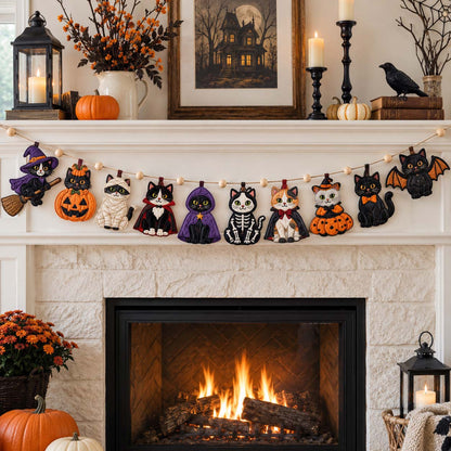 Halloween Cats Custom Shape Quilted Garland GFTOTP21539