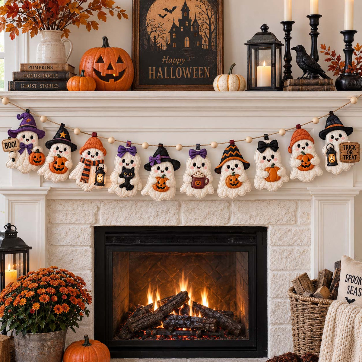 Cozy Ghosts Custom Shape Quilted Garland GFTOTP21540