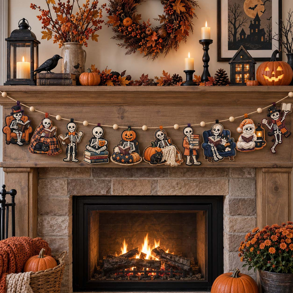 Cozy Skeletons Custom Shape Quilted Garland GFTOTP21541