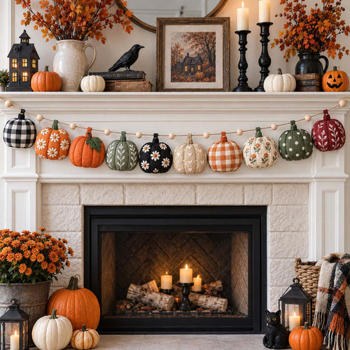 Patchwork Pumpkin Custom Shape Quilted Garland GFTOTP21544