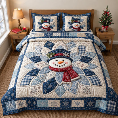 Icy Snowman 3-Piece Quilted Bedding Set GFTOTP21576