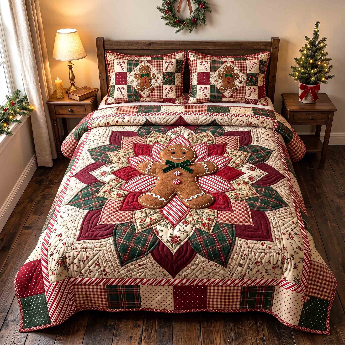 Gingerbread Petal 3-Piece Quilted Bedding Set GFTOTP21579