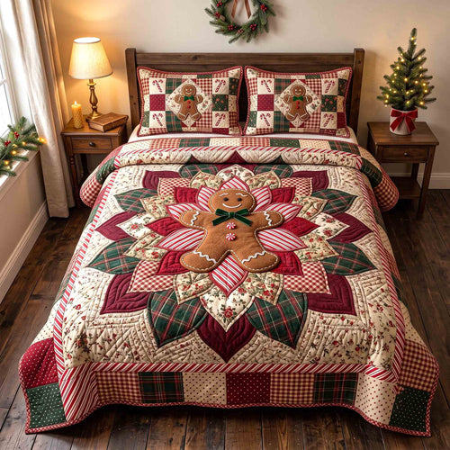 Gingerbread Petal 3-Piece Quilted Bedding Set GFTOTP21579