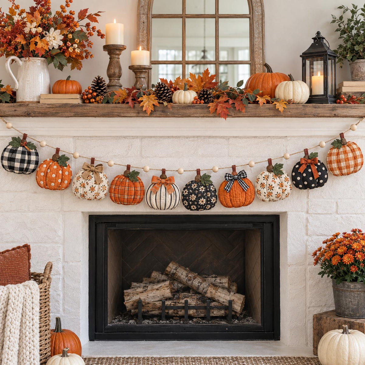 Patchwork Pumpkin Custom Shape Quilted Garland GFTOTP21581