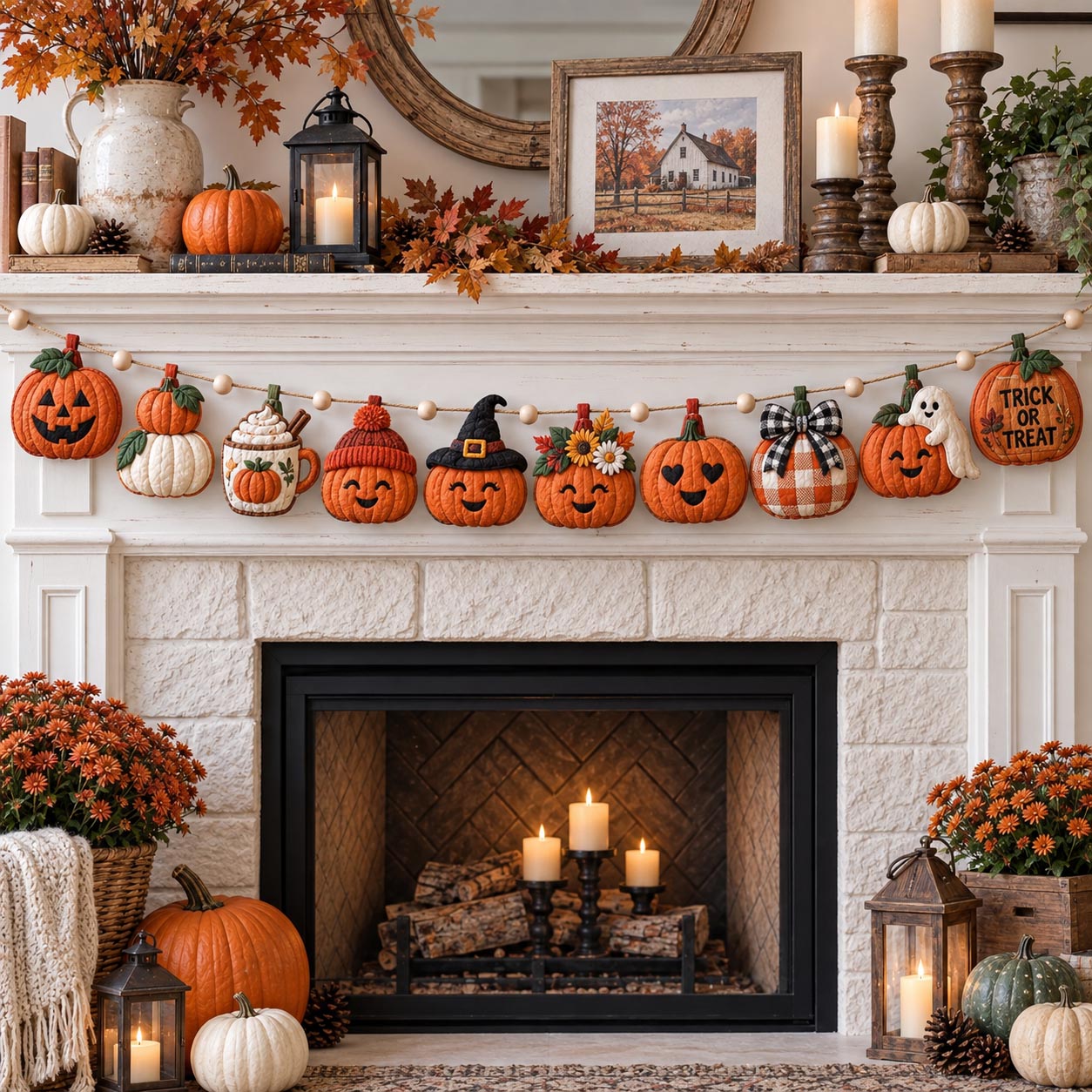 Patchwork Pumpkin Custom Shape Quilted Garland GFTOTP21582