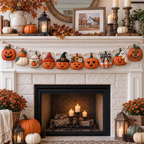 Patchwork Pumpkin Custom Shape Quilted Garland GFTOTP21582