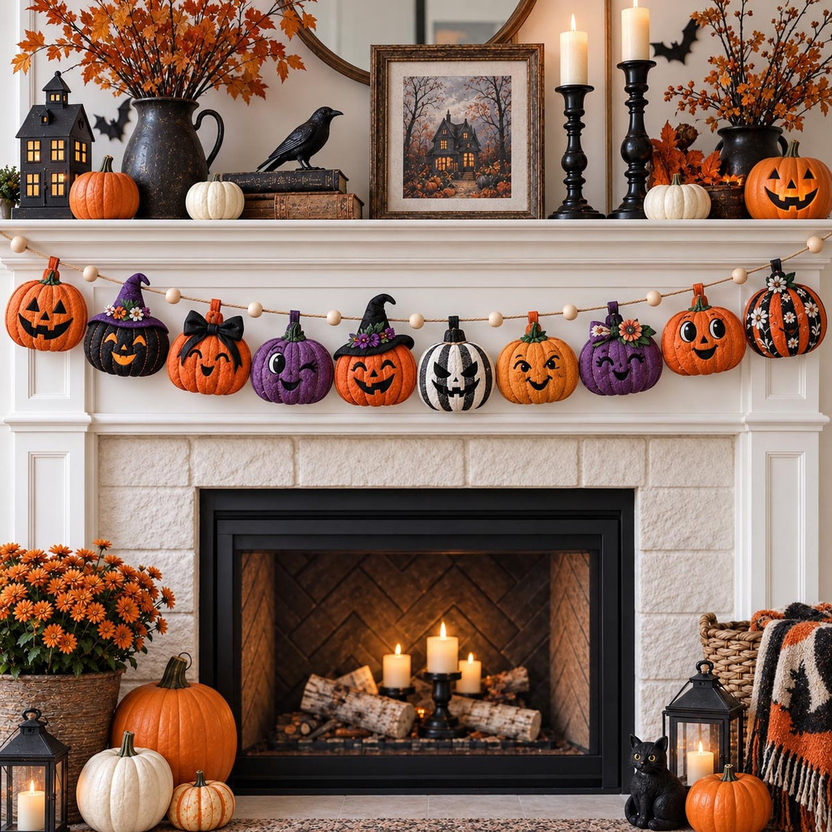 Patchwork Pumpkin Custom Shape Quilted Garland GFTOTP21583