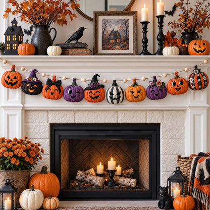 Patchwork Pumpkin Custom Shape Quilted Garland GFTOTP21583