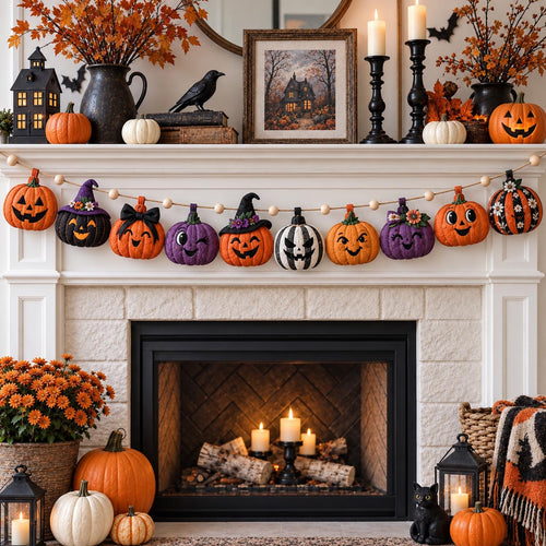 Patchwork Pumpkin Custom Shape Quilted Garland GFTOTP21583