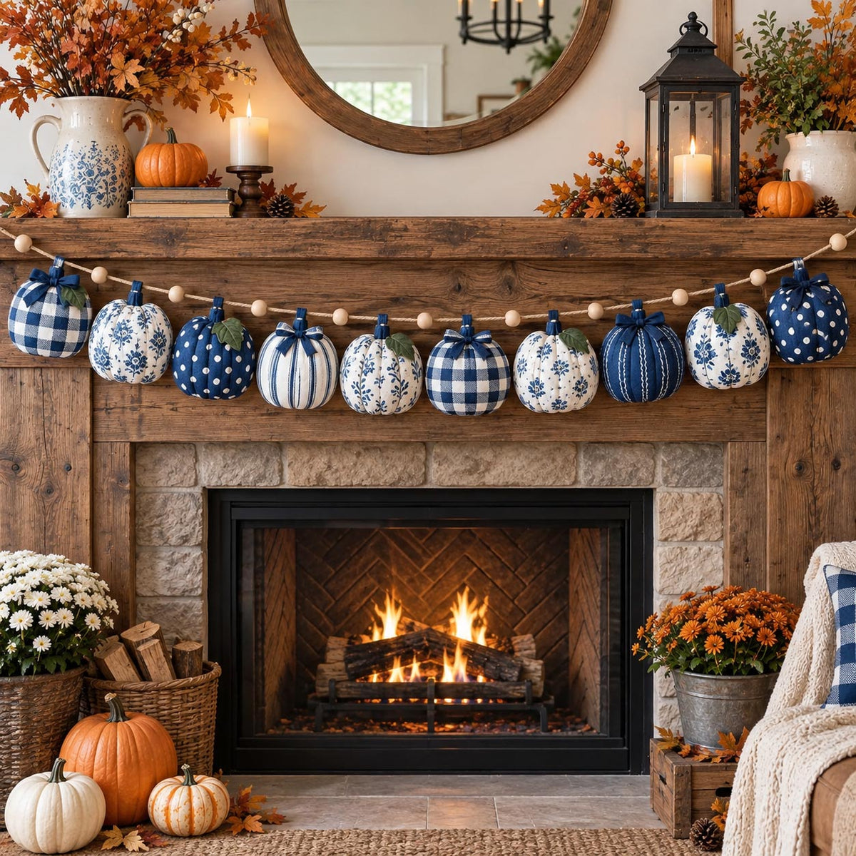 Patchwork Pumpkin Custom Shape Quilted Garland GFTOTP21584