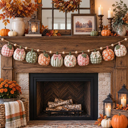 Patchwork Pumpkin Custom Shape Quilted Garland GFTOTP21586