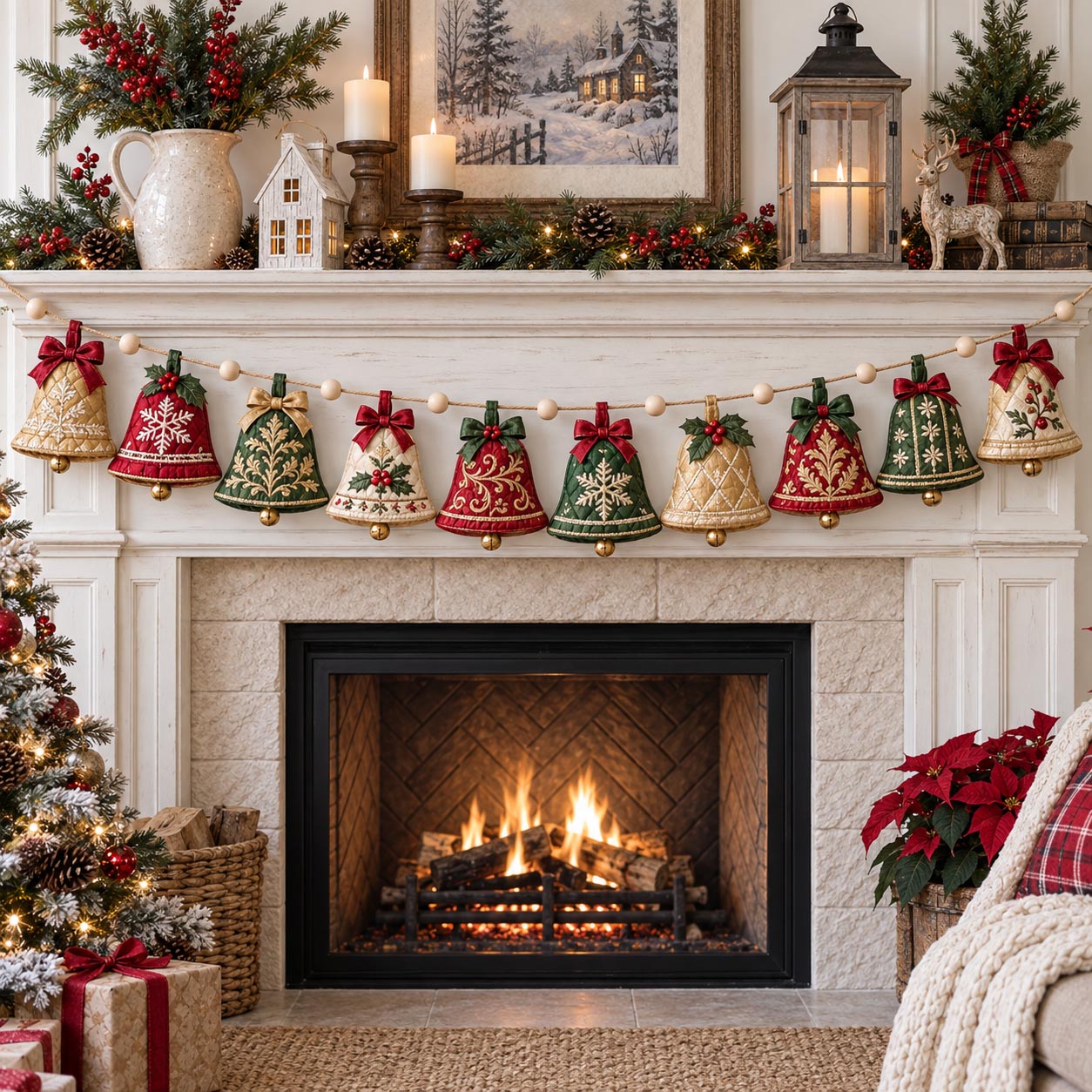 Festive Bells Custom Shape Quilted Garland GFTOTP21588