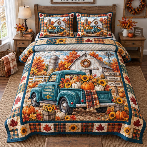 Farm Fresh Truck 3-Piece Quilted Bedding Set GFTOTP21595