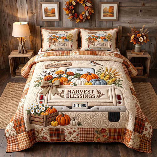Harvest Blessings Truck 3-Piece Quilted Bedding Set GFTOTP21598