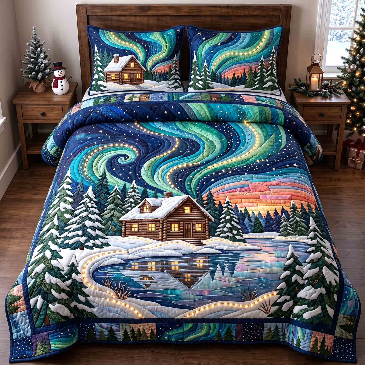 Aurora Glow Lodge 3-Piece Quilted Bedding Set GFTOTP21599