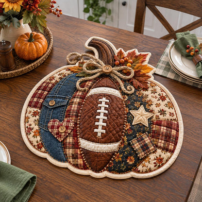 Game Day Pumpkin Custom Shape Quilted Placemat GFTOTP21607