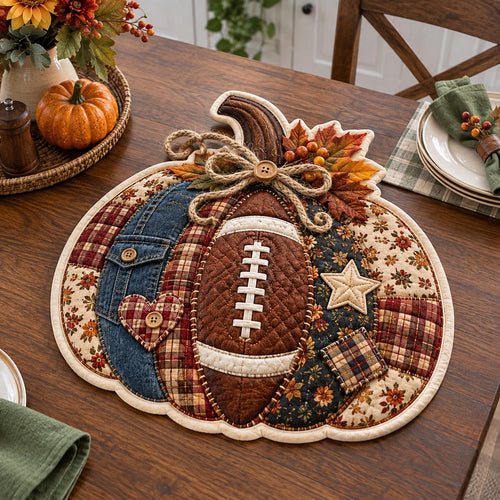 Game Day Pumpkin Custom Shape Quilted Placemat GFTOTP21607