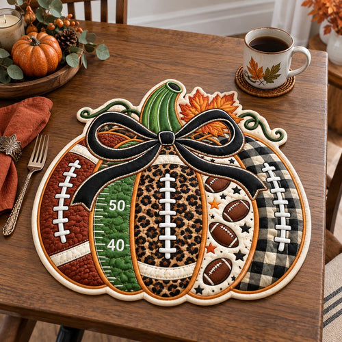 Game Day Pumpkin Custom Shape Quilted Placemat GFTOTP21610